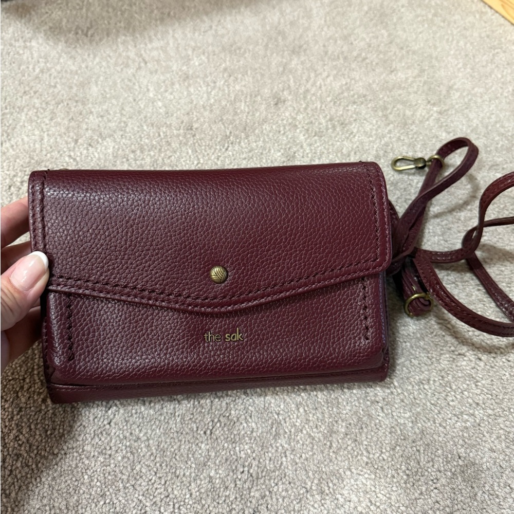 The Sak Deep Red Leather Wallet Crossbody